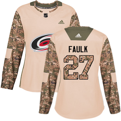 Adidas Hurricanes #27 Justin Faulk Camo Authentic Veterans Day Women's Stitched NHL Jersey